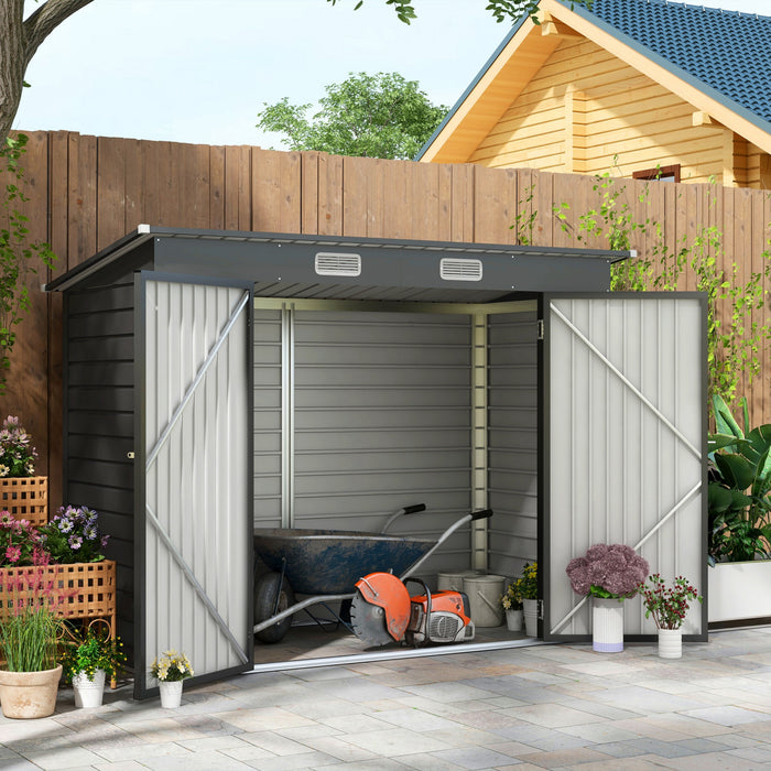 Outsunny Abri De Jardin En Metal Galvanise 8 X 4 Pieds Avec 2 Events