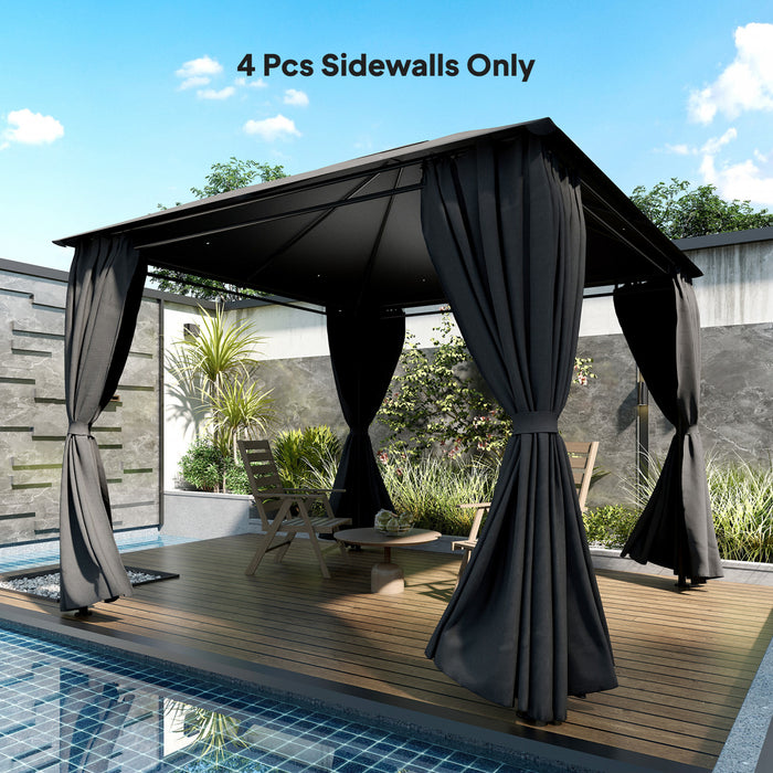 Rideaux universels Outsunny pour gazebo 3 x 3 m, 4 panneaux, gris fonce