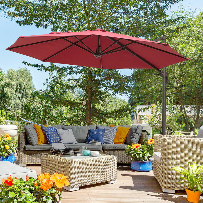 Outsunny Parasol De Terrasse De 10 Pi Avec Rotation A 360°, Bordeaux
