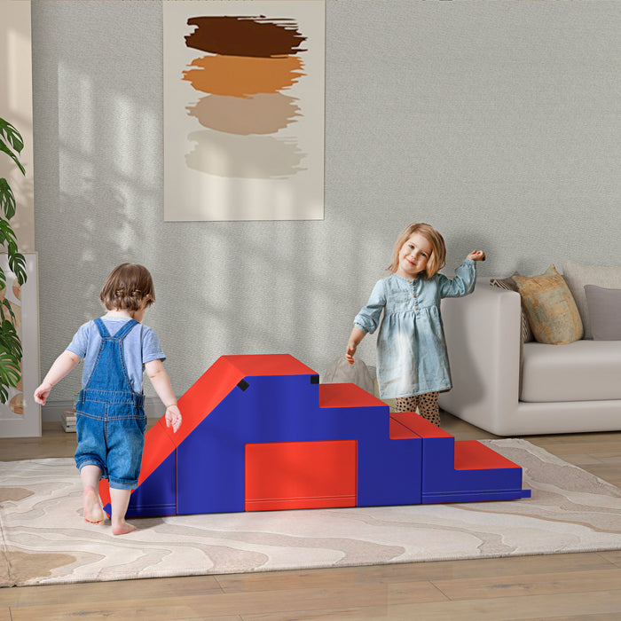 Qaba Ensemble De Jeu En Mousse Pour Tout-petits, 2 Pieces, Ensemble Interactif Leger Pour Grimper, Ramper, Zone De Jeu Coulissante Pour Bebe D'age Prescolaire, Multicolore