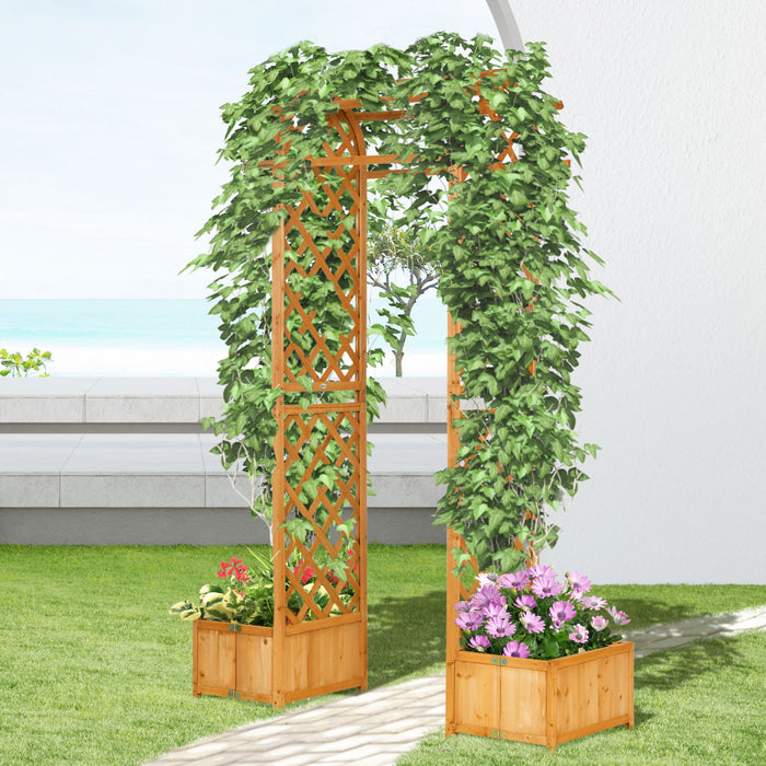 Outsunny Arche De Jardin Bacs A Plantes Arche De Treillis En Bois Brun