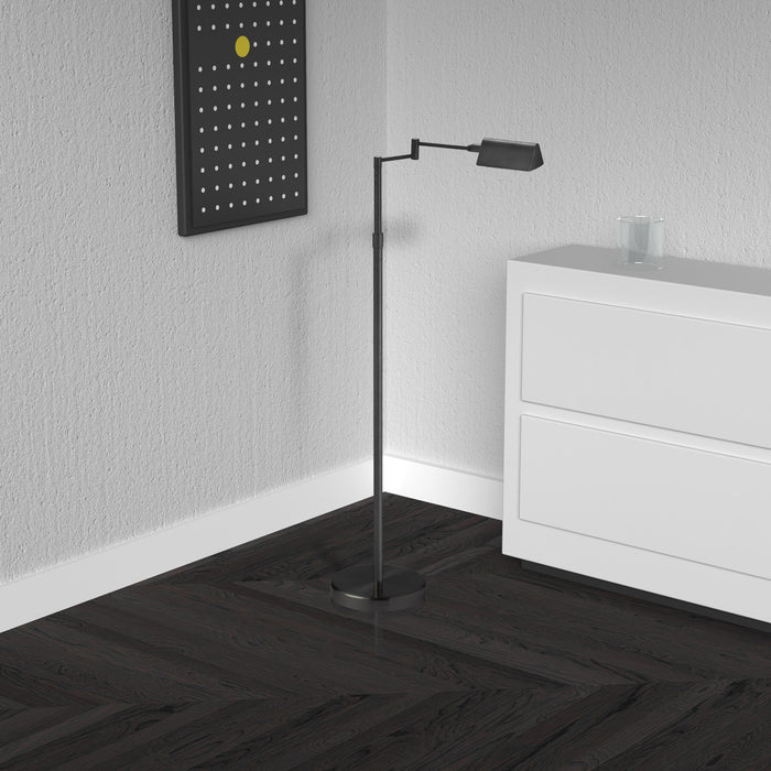 Lampe à pied de Dainolite à bras articulé, avec fini noir et ampoule à DEL de 9 W