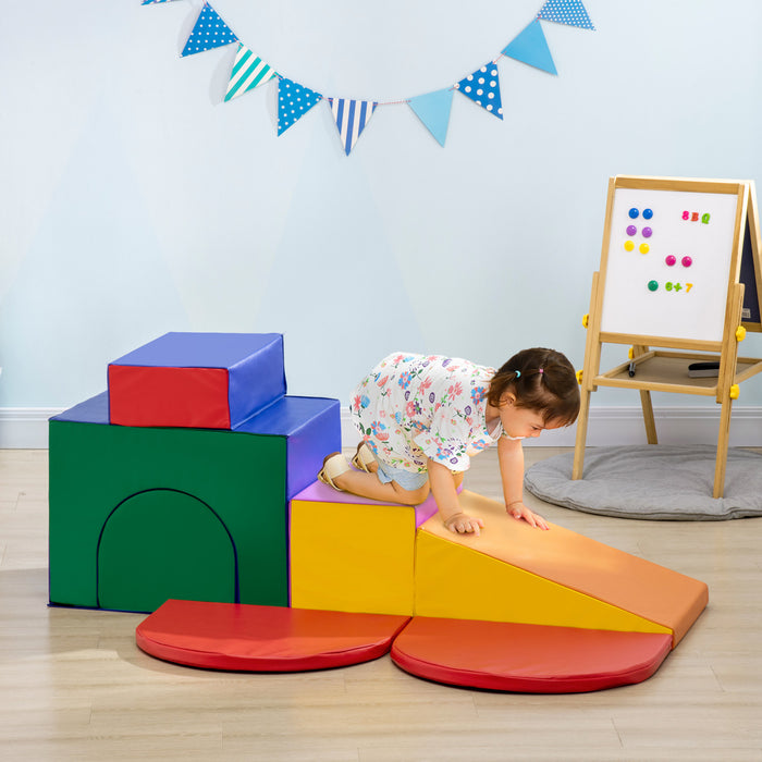 Qaba 7 Pieces, Jeu En Mousse, Escaliers Et Rampes Pour Enfants, Logiciels Educatifs Colores, Jouets D'activite Pour Bebes Et Enfants D'age Prescolaire - Multicolore