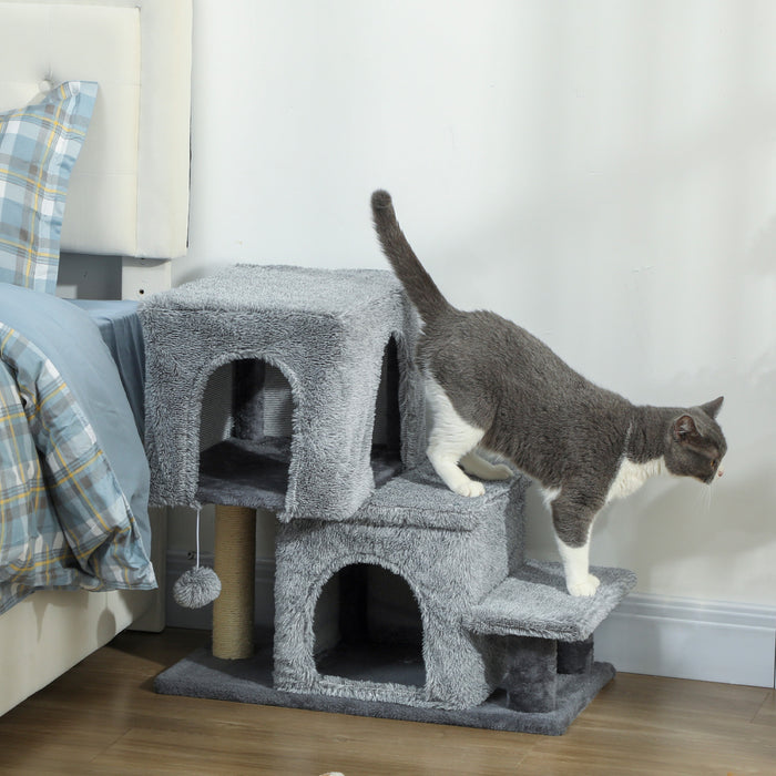 Escaliers pour Chats a Hauteur Ajustable avec Poteaux a Griffer, Gris