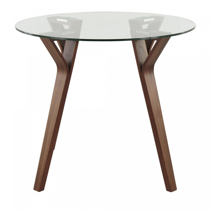 Table ronde moderne du milieu du 20e siècle Folia en verre pour le coin-repas ou la salle à manger - noyer
