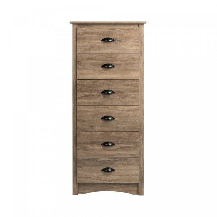 Commode verticale haute Salt Spring à 6 tiroirs - gris délavé