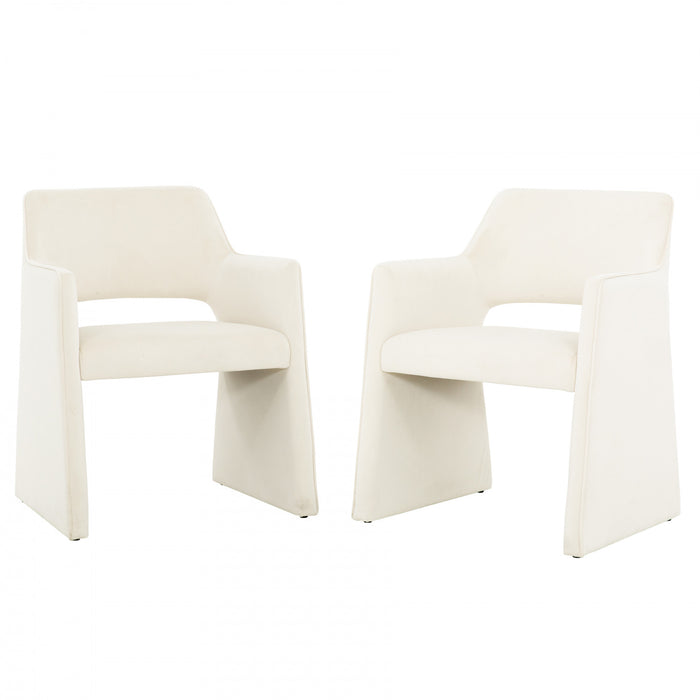 Chaise d'appoint de salle a manger Kendrick rembourree en velours ivoire (ens. de 2)
