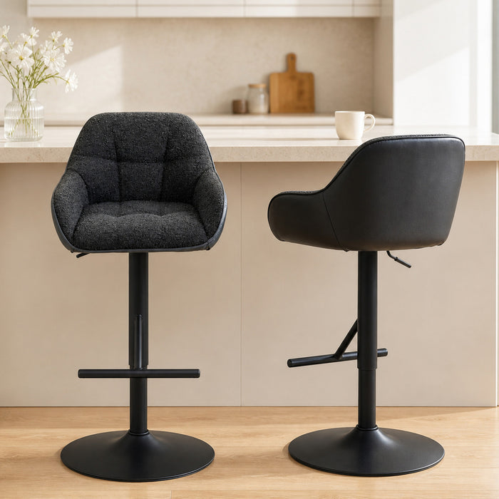 Tabourets de bar HOMCOM, ensemble de 2, reglables pivotants hauteur comptoir