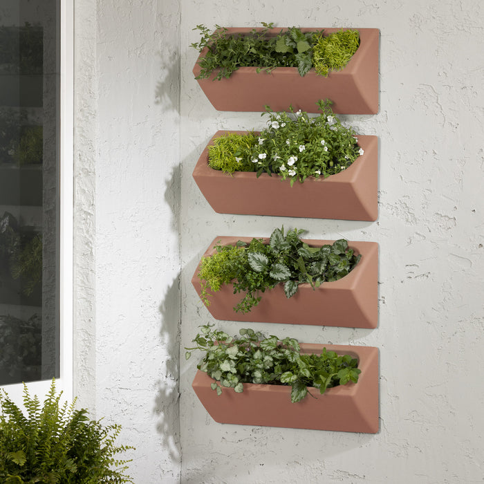 Ensemble 4 jardinières murales Dalya pour l'extérieur - Terra Cotta