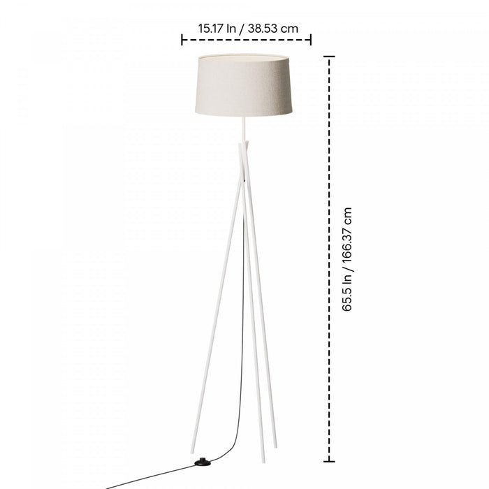 Lampe à pied élégante blanche de 66 po à pattes croisées avec abat-jour en tissu