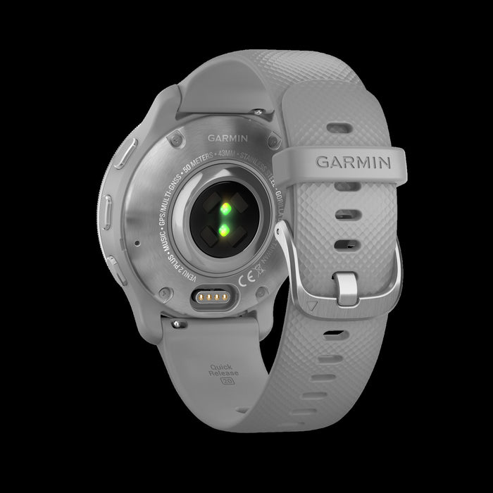 Montre Connectee Garmin Venu® 2 Plus - Suivi De Fitness, Lunette En Acier Inoxydable Argente Avec Boitier Gris Poudre