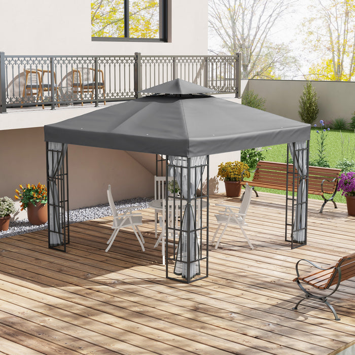 Outsunny Tonnelle De Jardin Pare-soleil D'exterieur Portable 10'x10', Gris