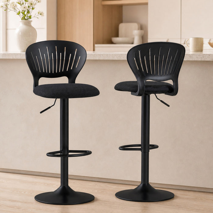 HOMCOM Ensemble de 2 Tabourets de Bar Pivotants a Hauteur Reglable, Noir