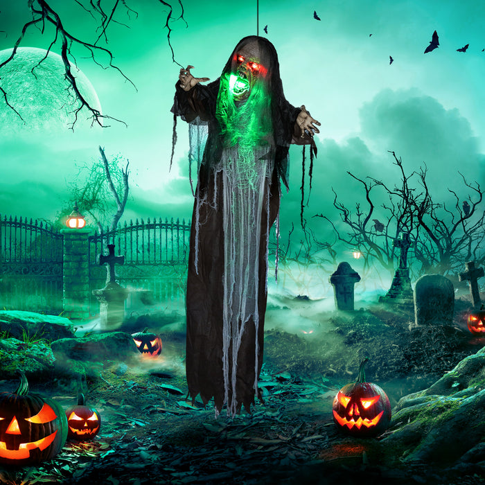 Homcom Accessoire Animatronique Pour Halloween Monstre Vert A Grande Bouche