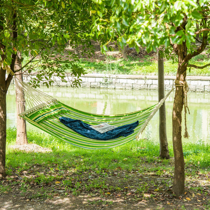 Outsunny 75\" Raye En Plein Air Camping Hamac Salon Lit Jardin Avec Oreiller