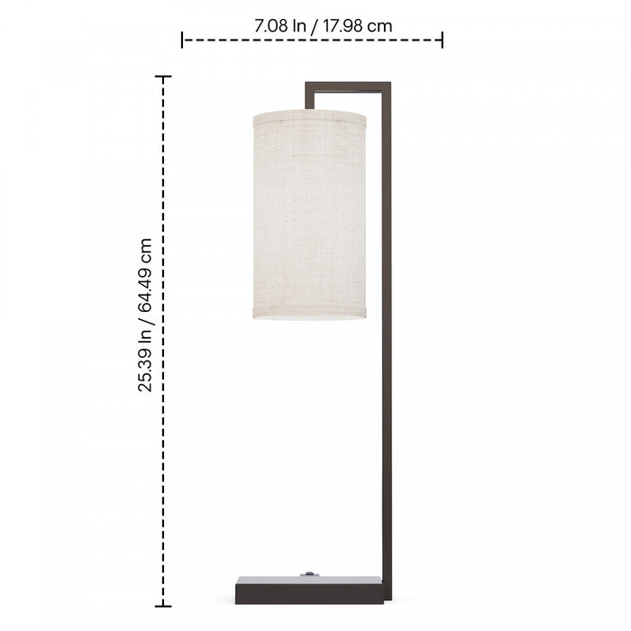 Lampe de table noire de 25 po à armature rectangulaire avec abat-jour cylindrique 