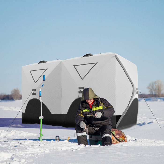Outsunny Tente De Peche Sur Glace Pour 8 Personnes, - 30℃, Gris