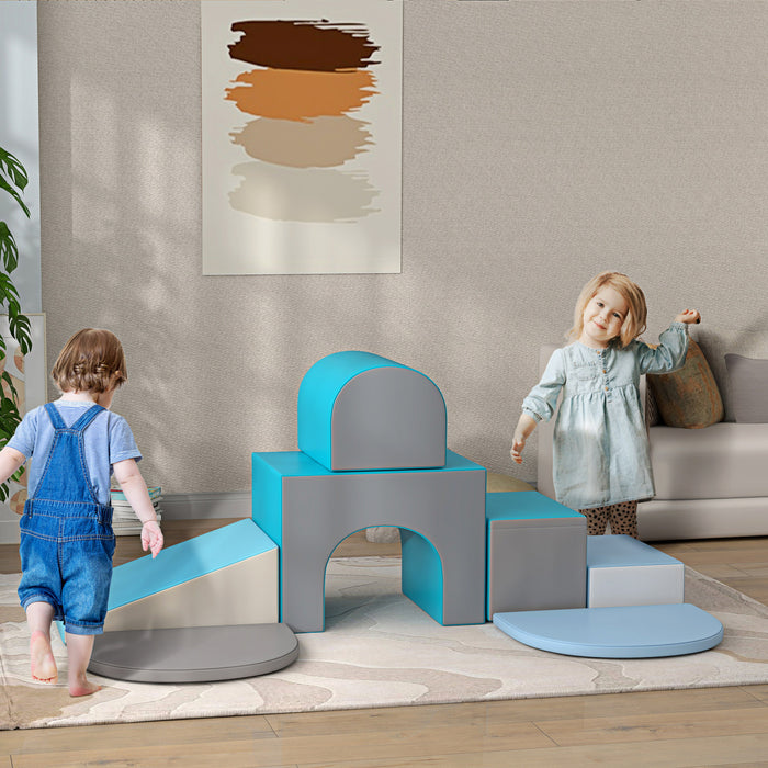 Qaba 7 Pieces, Jeu En Mousse, Escaliers Et Rampes Pour Enfants, Logiciels Educatifs Colores, Jouets D'activite Pour Bebes Et Enfants D'age Prescolaire - Multicolore