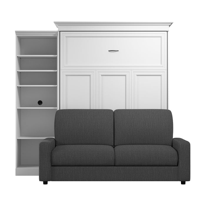 Grand lit escamotable Versatile de Bestar de 97 po (L) avec sofa et organisateur de garde-robe - blanc
