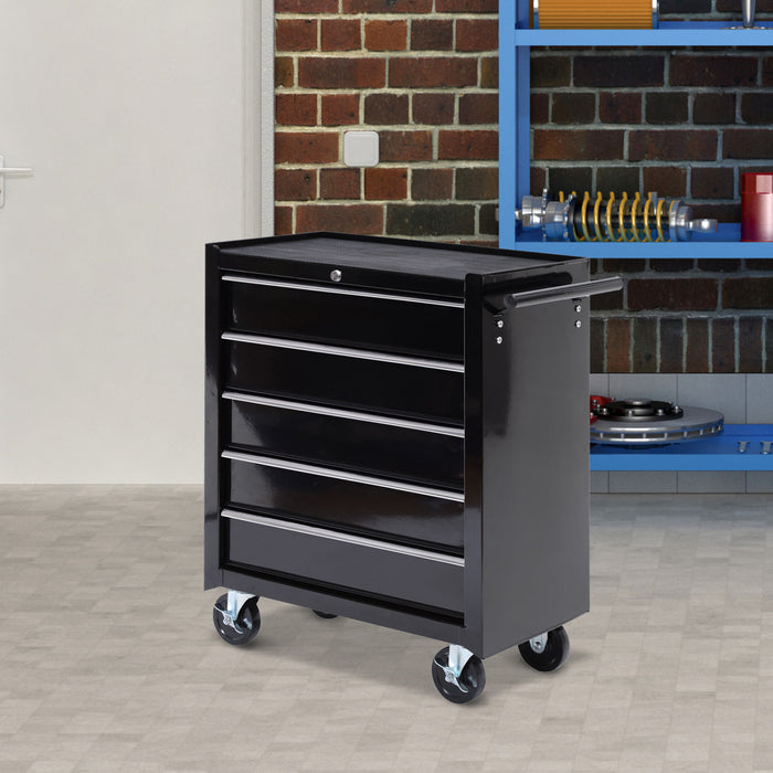 Homcom Armoire A Outils Roulante En Acier A 5 Tiroirs