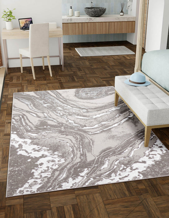 Tapis Contemporain/Moderne Dove 5'0\" x 8'0\" en Gris