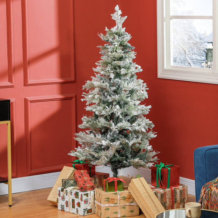 Homcom Arbre De Noel Artificiel Floque Avec Pointes De Branches Realistes