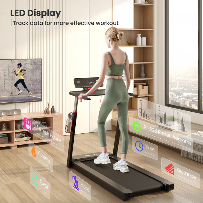 Superfit 3hp Machine De Course Pliant Tapis Roulant Hauteur Reglable App Tableau De Controle