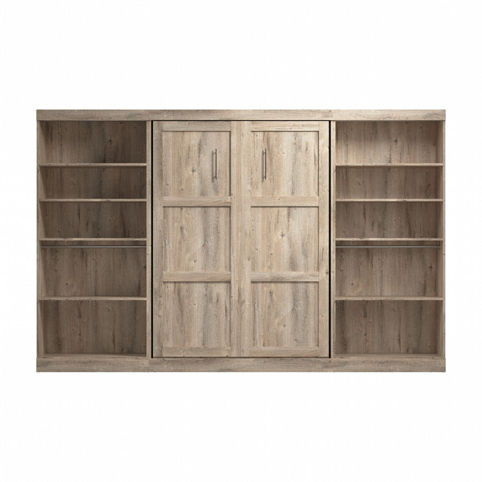 Lit double escamotable Pur de Bestar de 131 po (L) avec 2 meubles à tablettes - brun rustique