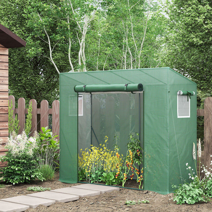 Outsunny 6.6' X 2.5' X 4.9' Serre De Jardin Patio Maison Chaude, Plantes Fleurs Herbes Tomates Poussent Avec Cadre En Acier Porte Fenetre Balcon Patio
