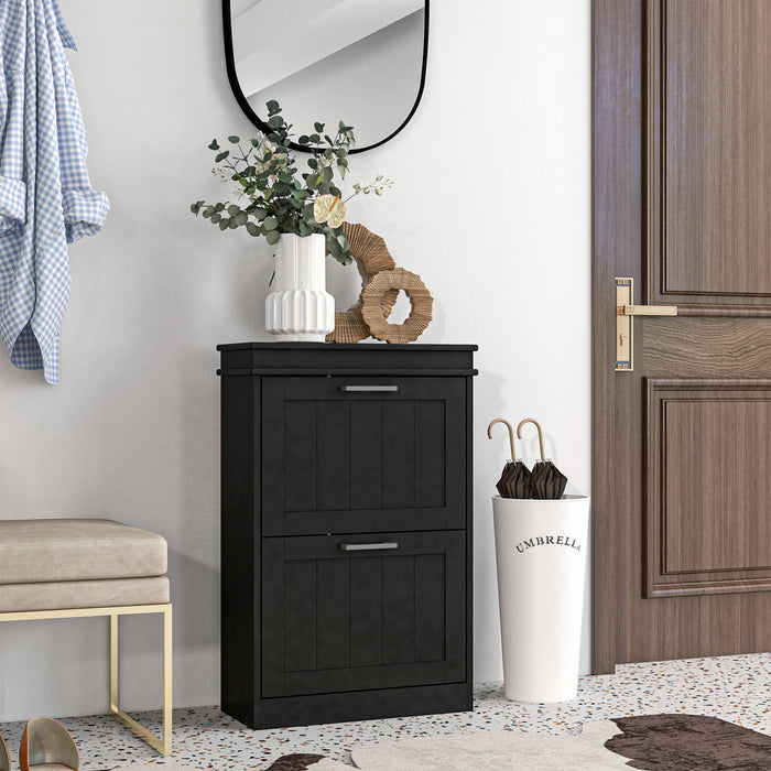 HOMCOM Armoire a chaussures etroite pour entree avec tiroirs rabattables et etagere reglable
