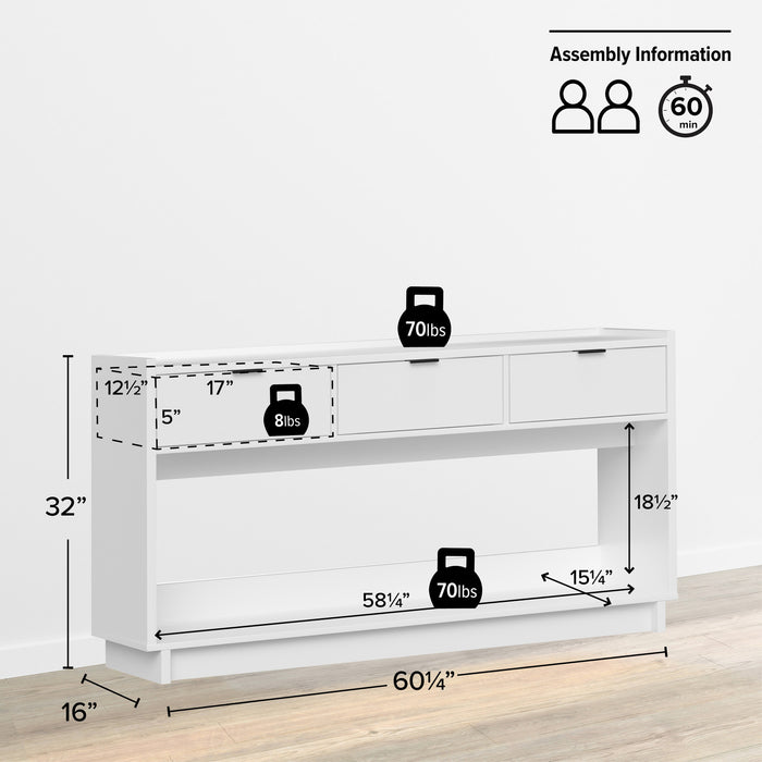 Console Simply Modern de Prepac à 3 tiroirs - noire