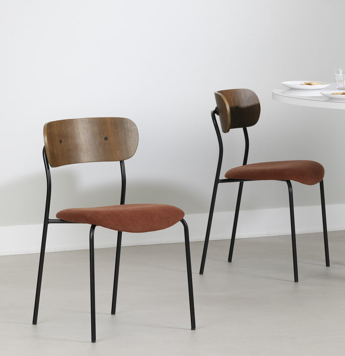 Chaise de salle à manger Hype Terra Cotta et brune - ensemble de 2