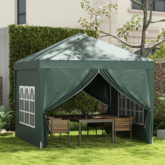 Outsunny 10'x10' Tente De Reception Tonnelle Avec Sac De Transport, Vert