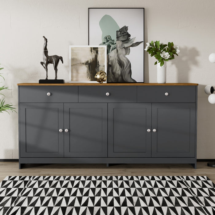 Grace Buffet en Bois Rustique de 55,1\" avec Portes et Tiroirs, Gris