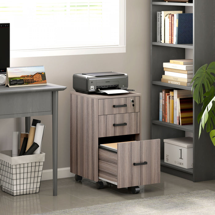 HOMCOM Classeur 3 Tiroirs avec Barres de Suspension, Gris