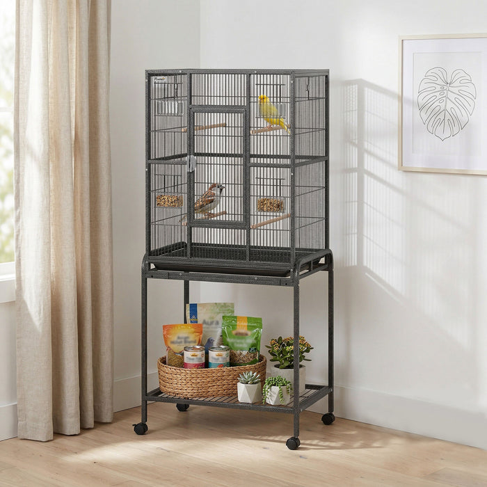 Cage a Oiseaux 141 cm, Cage de Vol avec Support Roulant Detachable
