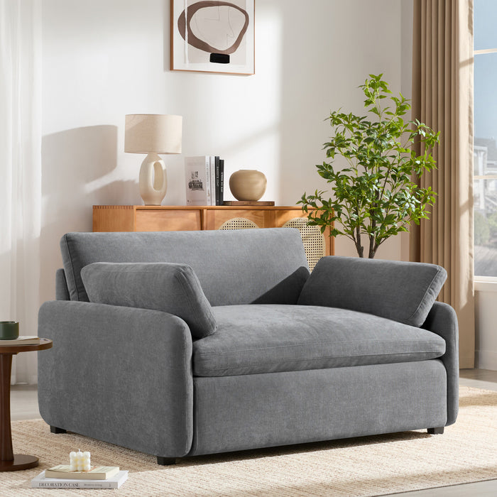Fauteuil d’appoint surdimensionne Olivia avec coussins, gris