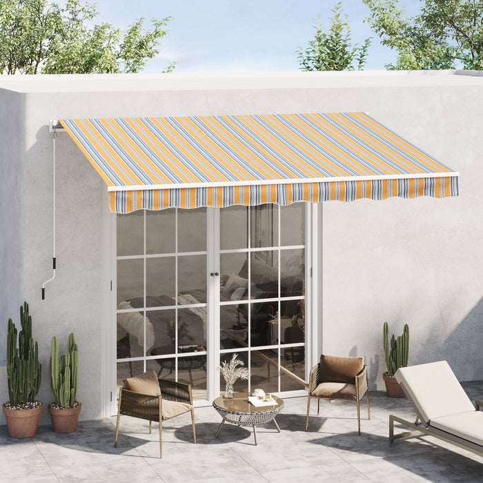 Outsunny 13' X 8' Auvent De Terrasse Retractable Manuel Resistant A L'eau Pare-soleil Pour Terrasse Exterieure Fenetre Porte Auvent Abri Cadre En Aluminium Melange De Couleurs