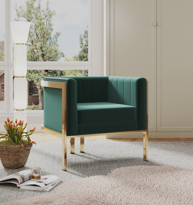 Fauteuil lounge moderne en velours Paramount vert foret - Lot de 2