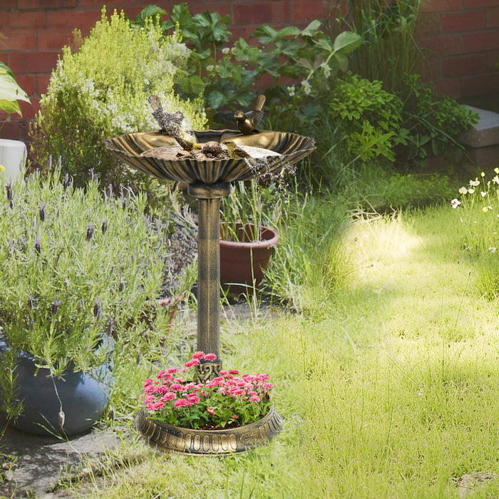 Outsunny Bain D'oiseaux Avec Socle, Bol De Bain D'oiseaux, Bronze