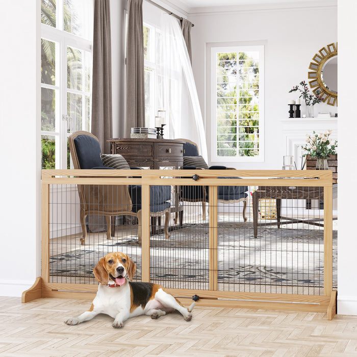 Pawhut Barriere Autoportante Pour Animal Domestique, Barriere Pliable En Bois Avec Longueur Reglable De 41\"-72\", Barriere Pour Chiens De Petite Et Moyenne Taille