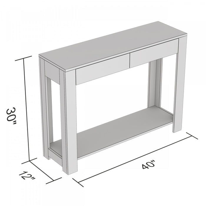Console de 40 po avec 2 tiroirs et tablette - taupe foncé