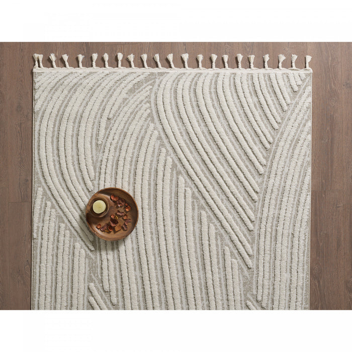 Carpette à poil long brossé Quinto à motif de vagues - 5 pi 7 po x 7 pi 
