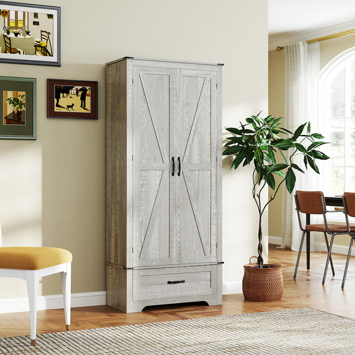 HOMCOM Armoire de garde-manger, armoire de cuisine, gris clair vieilli