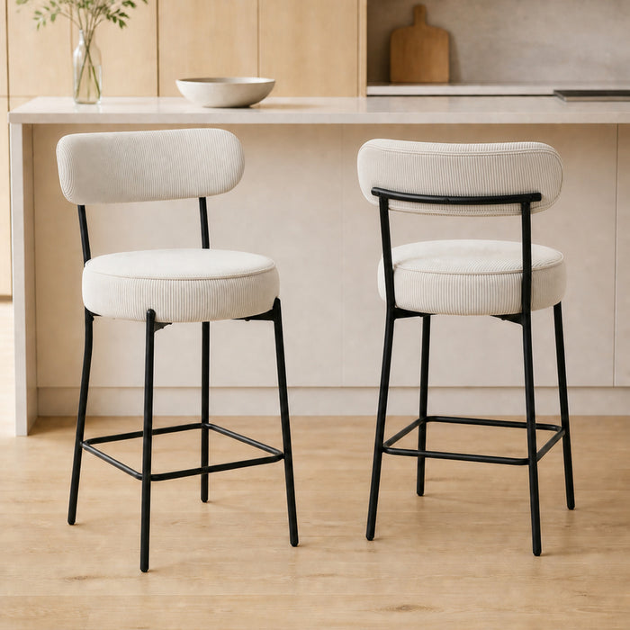 HOMCOM Lot de 2 tabourets de bar modernes, hauteur comptoir 27 po, Creme