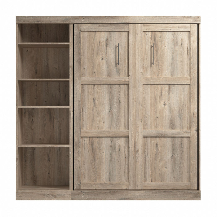 Lit double escamotable mural Pur de Bestar de 84 po avec tablettes - brun rustique