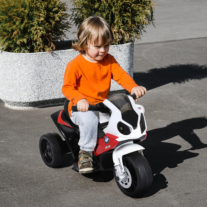 Aosom 6v Moto Pour Enfants Sous Licence Bmw, Moto Pour Tout-petits, Avec Phare, Musique, Moto Electrique A 3 Roues Pour Enfants, Cadeau Pour Garcons Et Filles (rouge)