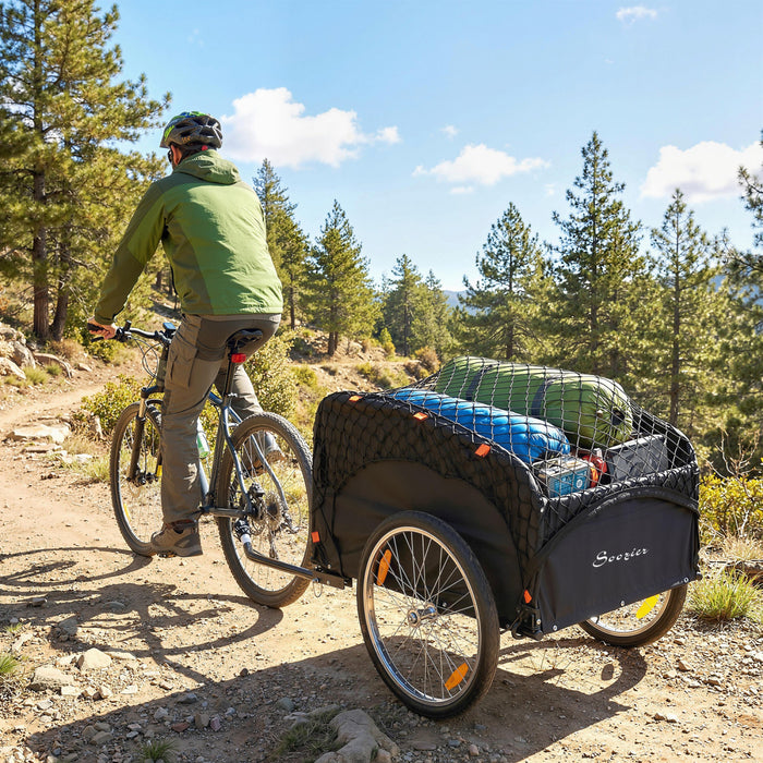 Soozier Remorque a Velo, 170 L Chariot avec Filet de Transport