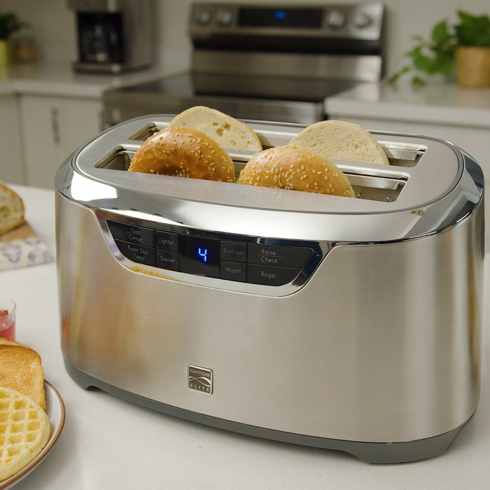 Grille-pain Kenmore Elite à fentes longues pour 4 tranches avec éjection automatique, acier inoxydable - KKELST4SS