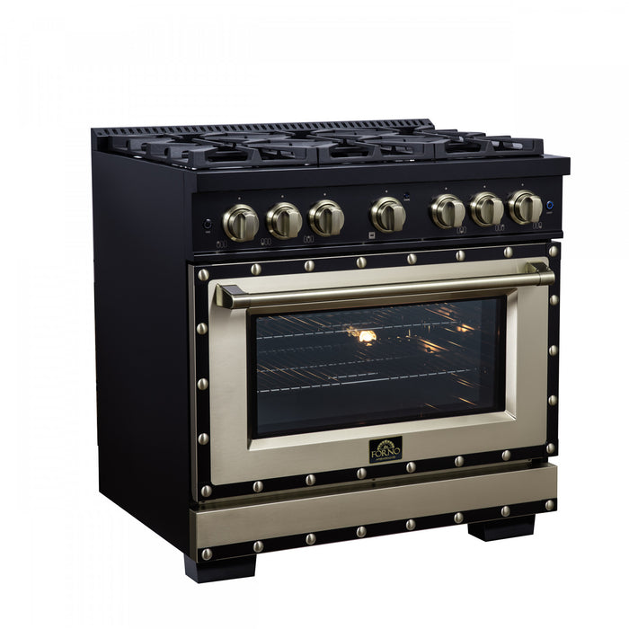 Cuisiniere double combustible Ambassador de 36 po, noire, 6 bruleurs scelles, 5,2 pi³ – FFSGS6199-36CPBLK